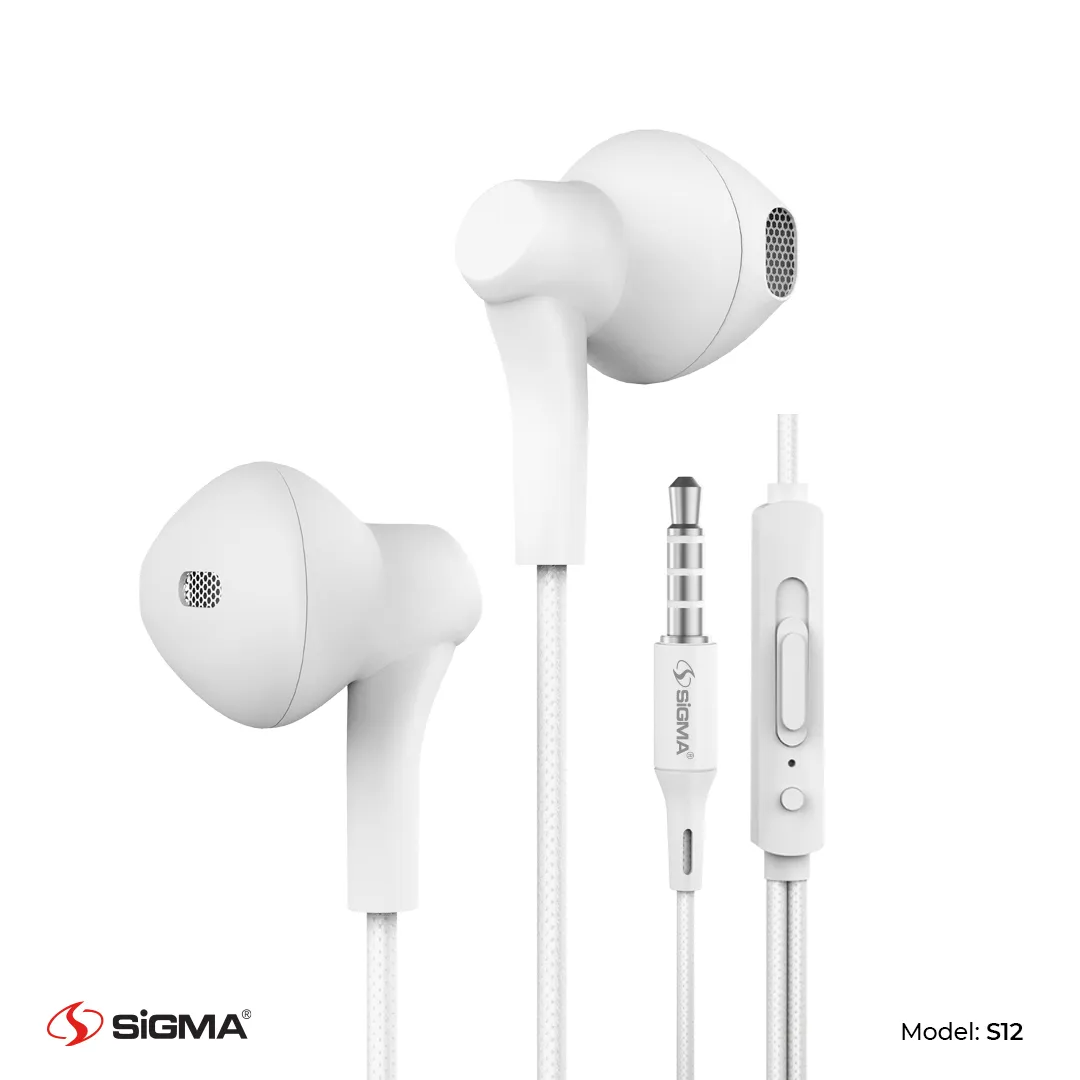SIGMA - COMFORTABLE STEREO IN-EAR EARPHONES WITH MIC – S12 (Random Color)