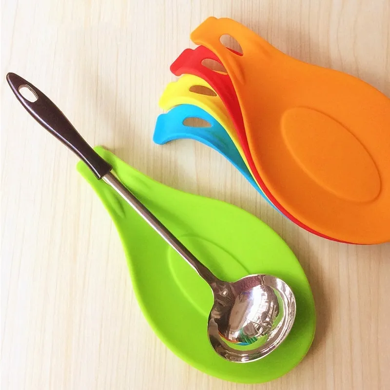 Silicon Spoon Holder -Kitchen Utensil - Cooking Tool - Heat Resistant (Random Color)