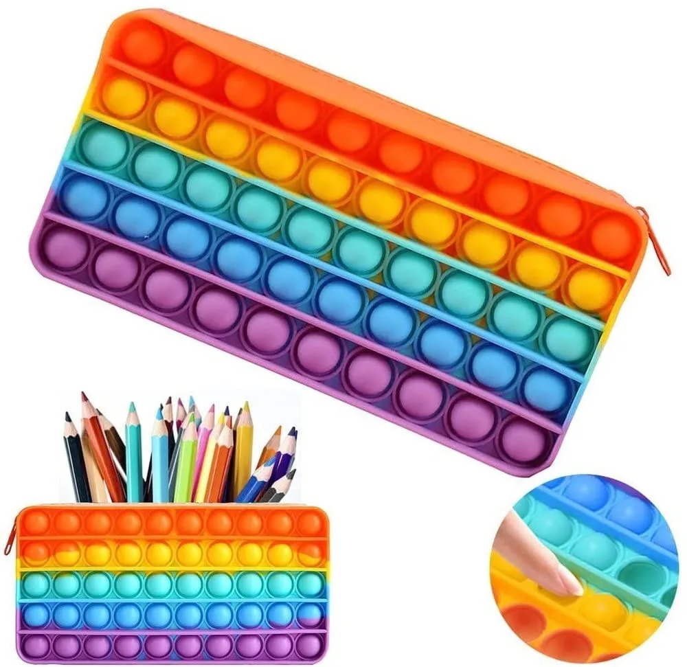 Pop it Fidget Pencil Pouch Zipper Closer Pencil Case Stress Relief Pop it Pencil Pouch for Kids