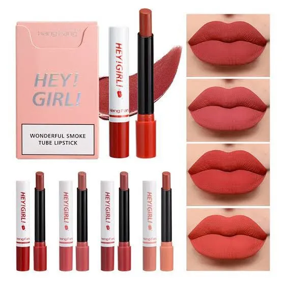 Hey Girl! 4 Colors/set Long Lasting Matte Lipstick Cosmetic Lip Gloss Makeup Waterproof Smoke Tube Lipstick
