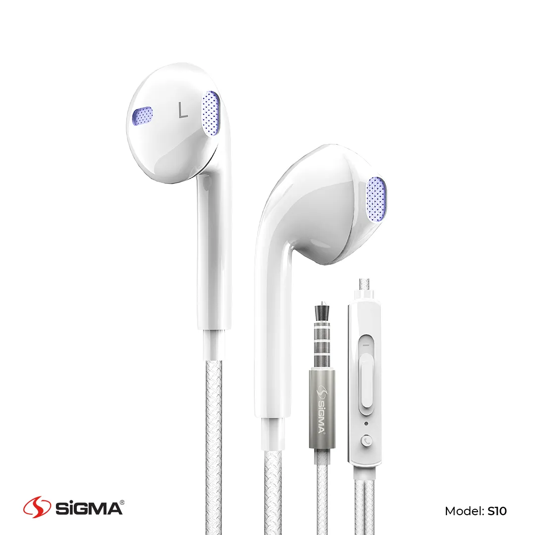 SIGMA - QUALITY STEREO IN-EAR EARPHONES WITH MIC – S10 (Random Color)