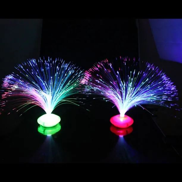 Color Changing LED Fiber Optic Night Light Lamp Stand Home Decor (Random Color)