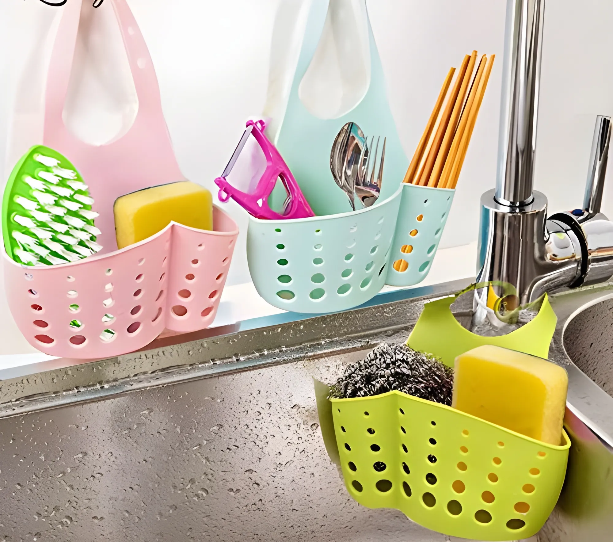 Kitchen Drain Holder Rubber Sponge Storage Rack Basket Wash Cloth Organizer Bathroom Tet Soap Shelf