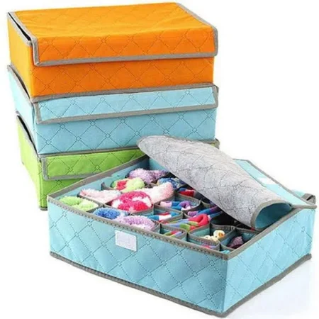 24 Compartment Pocket Socks Organizer Box (Random Color)