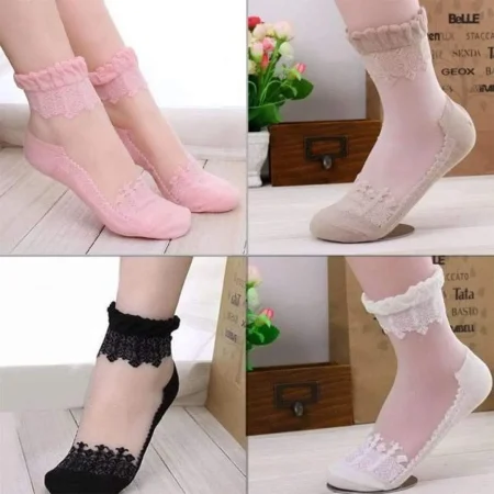 Women's Net Skin Ankle Length Socks (Random Colors)
