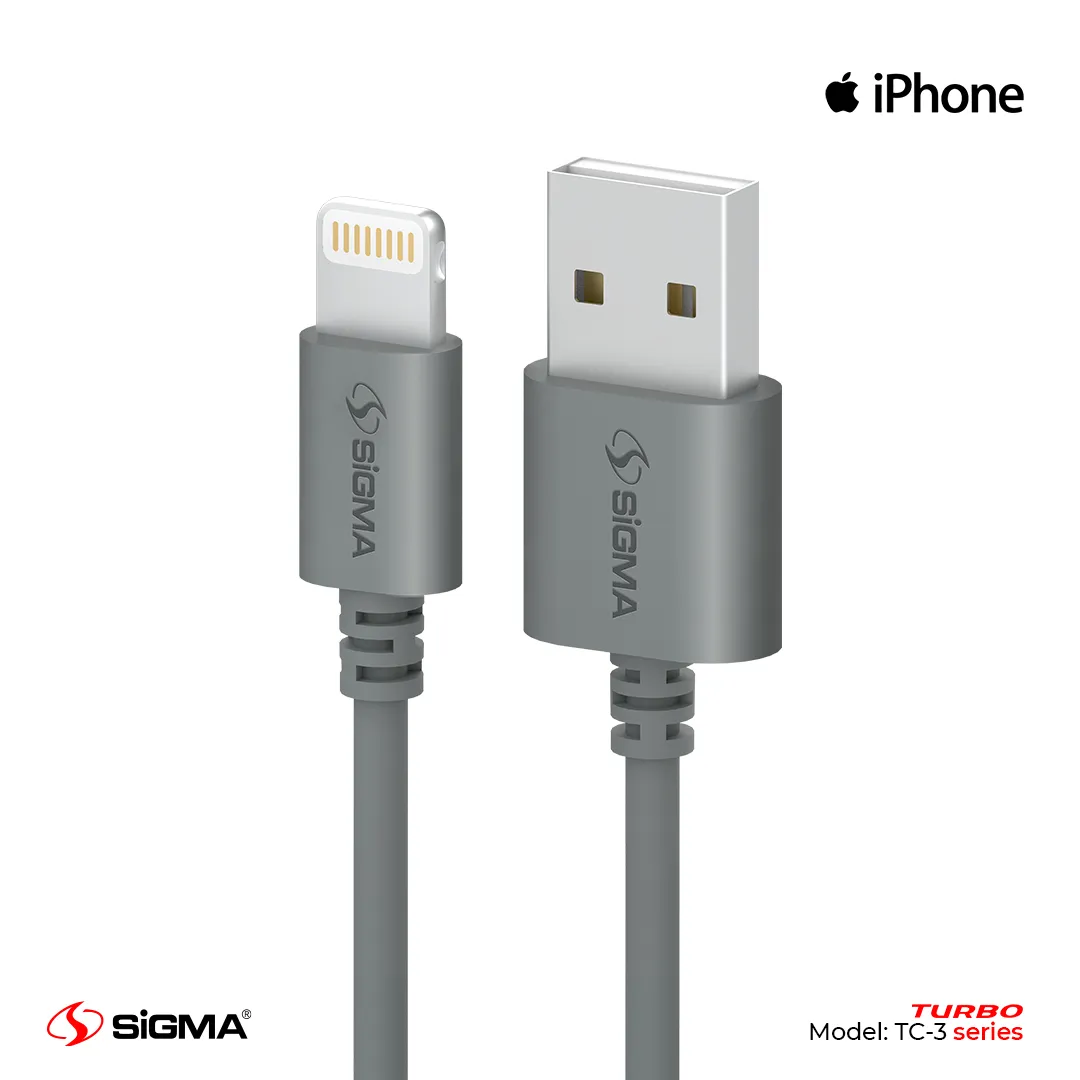 Sigma - TURBO LIGHTNING (IPHONE) CABLE 2.4A AUTO DISCONNECT – TC-3