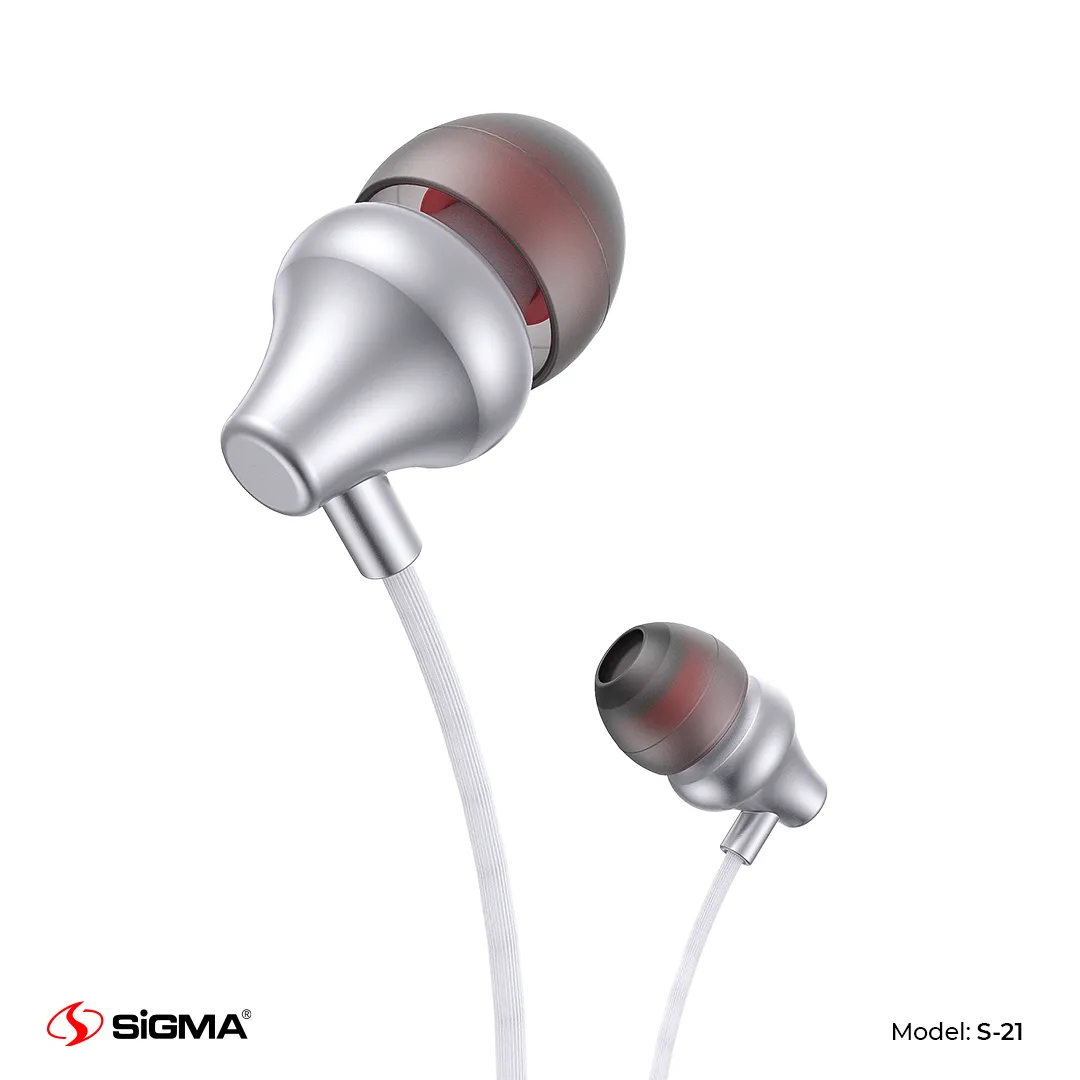 SIGMA - PREMIUM METAL CASING IN-EAR EARPHONES WITH MIC – S21 (Random Color)