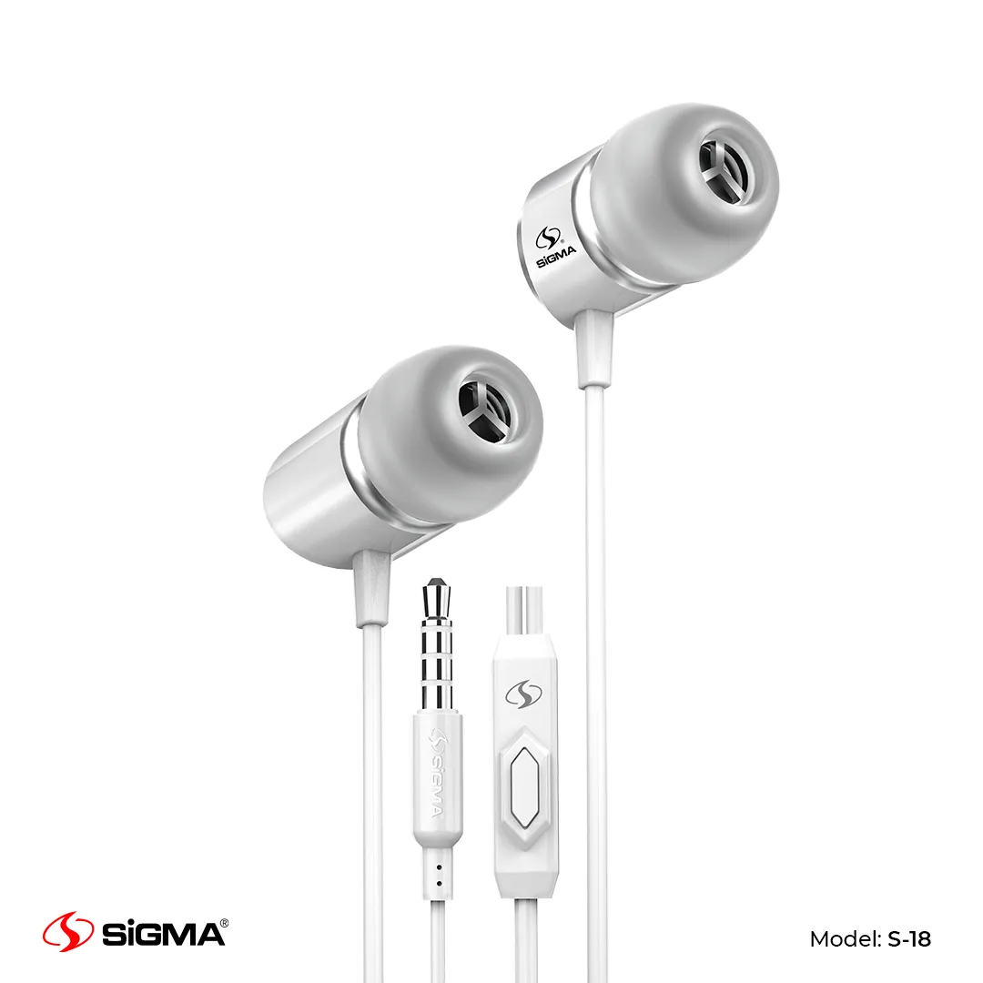 SIGMA - ULTIMATELY ENJOY IN-EAR EARPHONES WITH MIC – S18 (Random Color)
