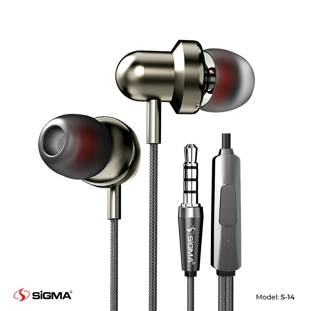 SIGMA - PREMIUM STEREO IN-EAR EARPHONES WITH MIC – S14 (Random Color)