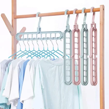 9 Hole Space Saving Hanger Multi-Function Rotatable Hanger for Drying Clothes Organizer