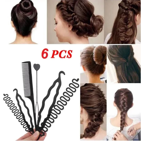 Set Of 6 Pcs - Professional Braids Tools Hair Styling Kits For Women Hair Accessories Set Women Girls DIY Hair Styling Set Kit Tools