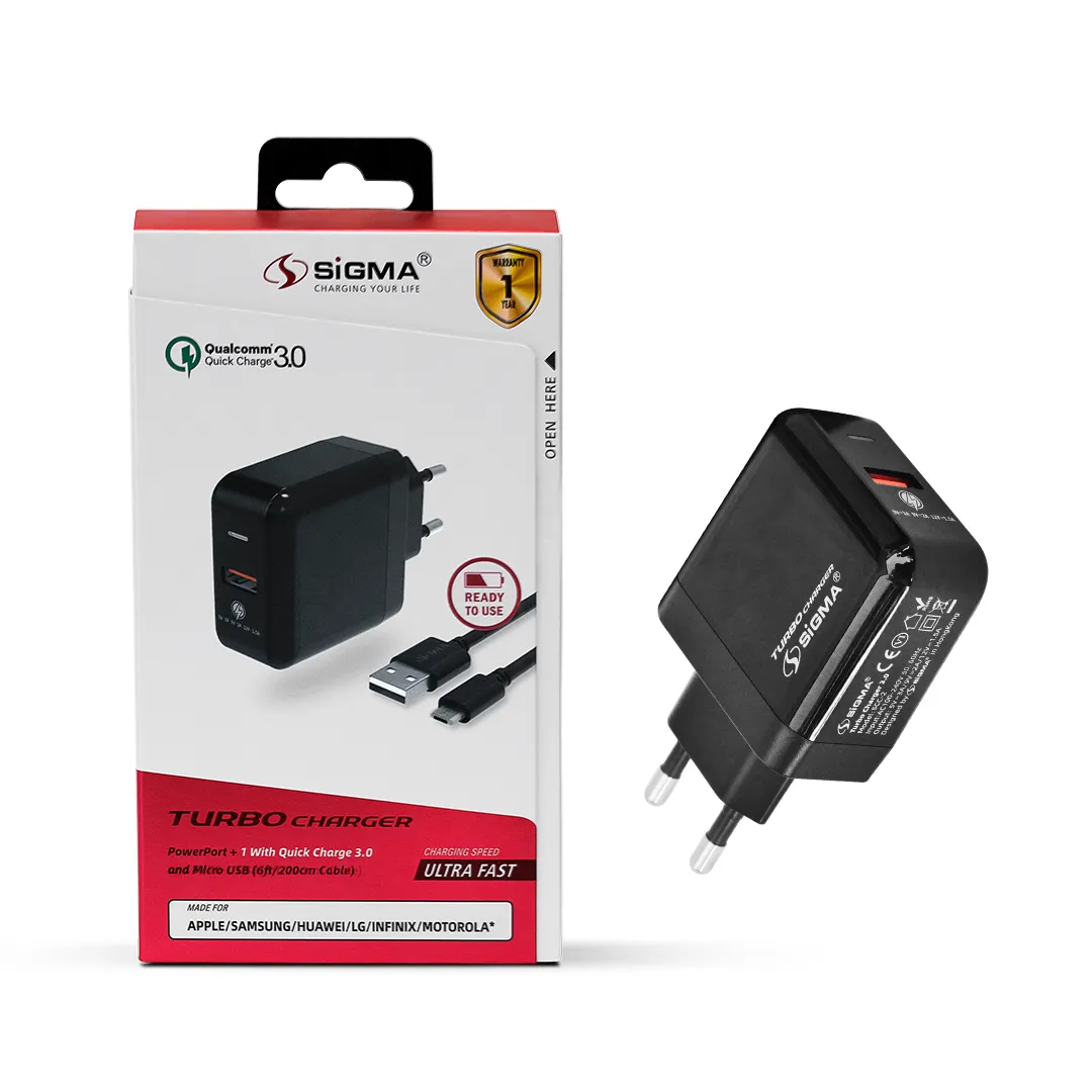 SIGMA - TURBO QC3.0 USB - MICRO WALL CHARGER – SCC-2