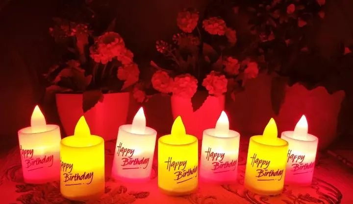 Pack Of 6 HBD Candles Red & White Color