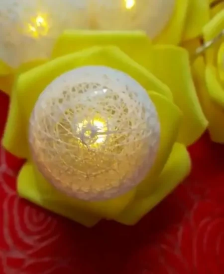10 LED Flower With Cotton Balls Fairy Light