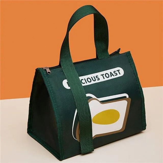 Thermal Waterproof Lunch Box Food Storage Container Bags Travel Picnic Pouch Insulated Cooler Bento Bag - Green