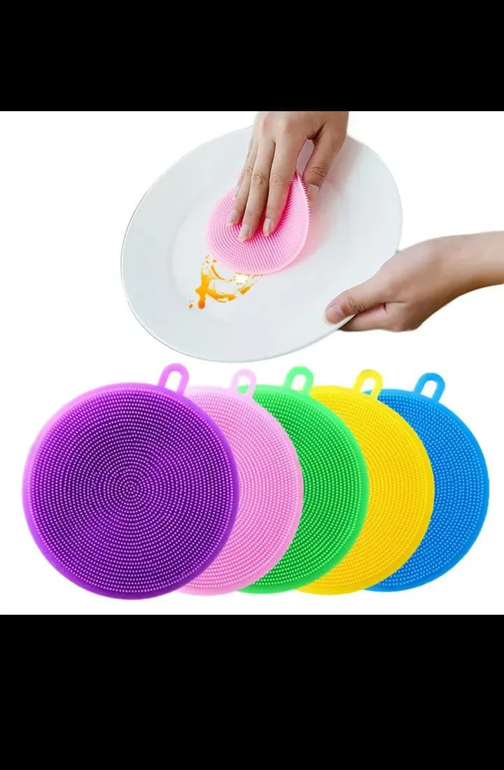 Silicone Dish Washing Brush Bowl Pot Pan Wash Cleaning Brushes Cleaner Sponge Scouring Pads Kitchen (Random Color)