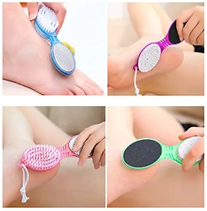 4 in 1 Dead Skin Remover, Foot Grinding Stone Pedicure Nail Care Callus Brush Pumice Foot Scrubber Manicuring Sanding Polishing Exfoliate (Random Color)