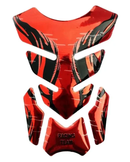 3D Red Stereo Rubber Motorcycle Gas Fuel Oil Tank Pad Sticker Protector Cover Fish Bone Decals RED