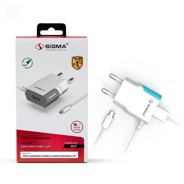 SIGMA - DUAL USB TRAVEL CHARGER - 4G – MICRO (Random Color)