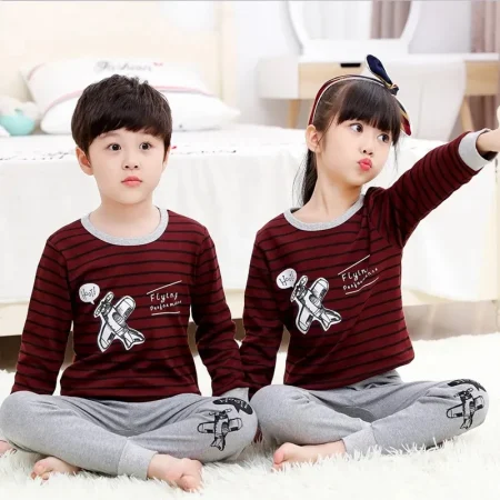 Aeroplane Cartoon Printed Design Styles Kids Night Suits Full Sleeves Kids Night Suits Kids Sleepwear Kids Night Dress