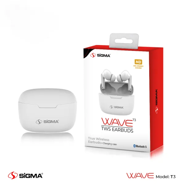 SIGMA - WAVE TRUE WIRELESS TWS EARBUDS - T3 (Random Color)