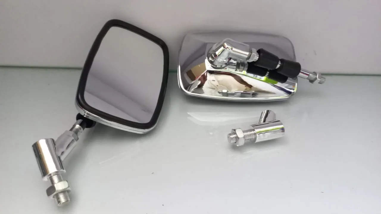 Pair of Motorcycle Chrome Rear view Side Mirrors Fashionable Cool Square Shape Rear View Mirror