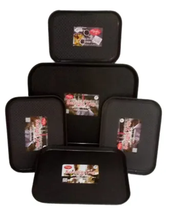 Set of 5 Multipurpose Food Tray - Serving Tray - Wooden Texture Plastic Tray - Champ Tray