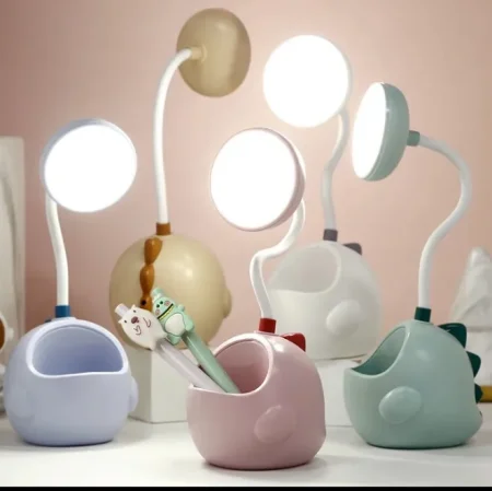 ( LED ) Table Lamp USB Rechargeable Flexible Desk Lamp With Pen Holder Cute Dormitory Eye Protection Reading Light Bedside Lamp