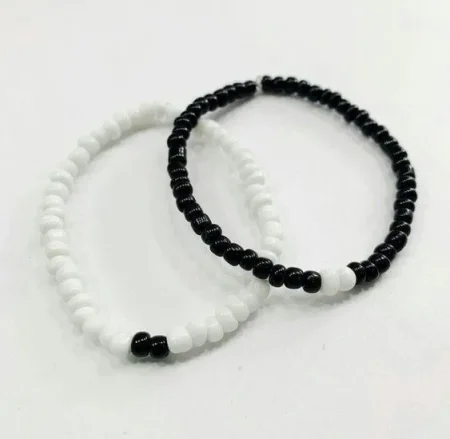 New Design Black and White Bead Bracelet Pair for Men & Women