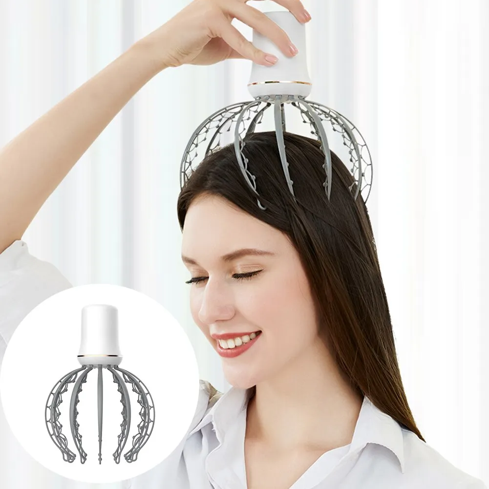 Head Acupoint Massager Electric Soul Extractor Rechargeable Battery Octopus Scalp Vibration Massage Claw Alleviate Fatigue Promote Blood Circulation Tool