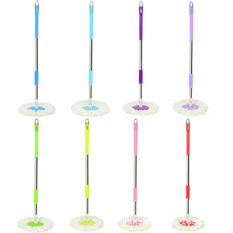 360 Degree Floor Cleaner Swivel Pole Thick Stainless Steel Mop Hand Press Retractable Spin Dry Magic Mop Spin Mop Cleaner (Random Color)