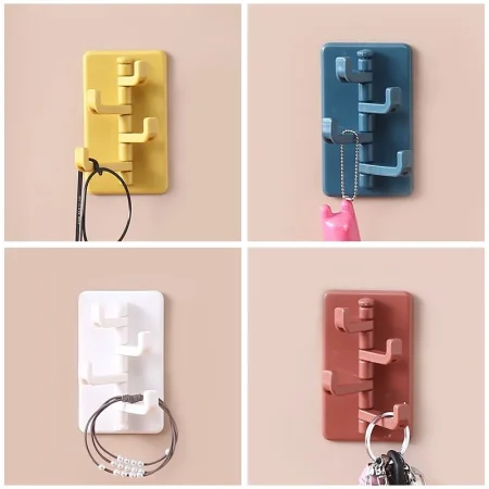 Creative Sticky Hook Wall Hanger Storage Self Adhesive Key Holder Wall Hooks For Home Organizer Bathroom Kitchen Accessories (Random Color)