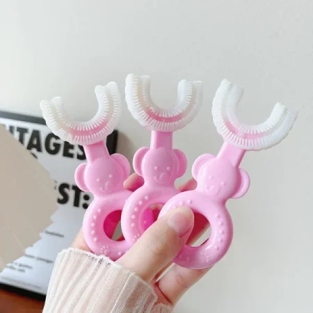 360 Degree U-Shaped Baby Toothbrush Children Child Toothbrush Teethers Baby Brush Silicone Kids Teeth Oral Care Cleaning (With Box)