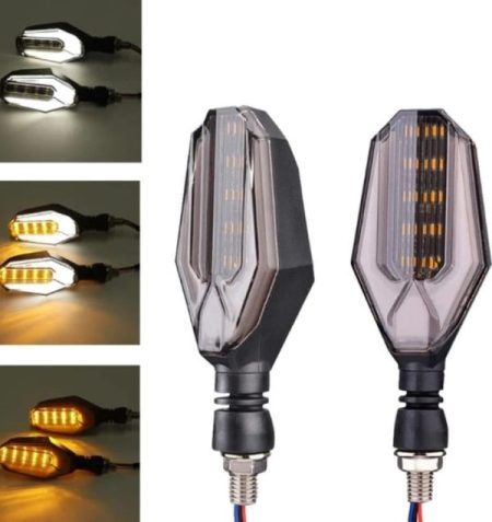 4 pcs Universal Motorcycle bike DRL Indicator With Flow Light Lava Style